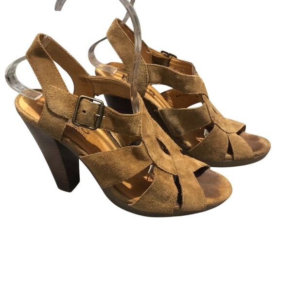 Michael Kors Becky Suede Platform Heel Slingback Sandals Beige Tan 7.5 - Picture 3 of 9